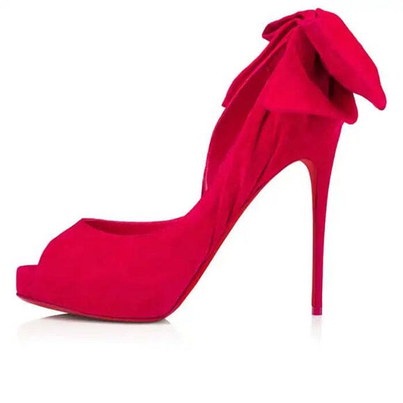 Christian Louboutin Rabakate Alta 120 Bomba Pink Suede Platform Heel Pump 37.5 - Picture 3 of 12